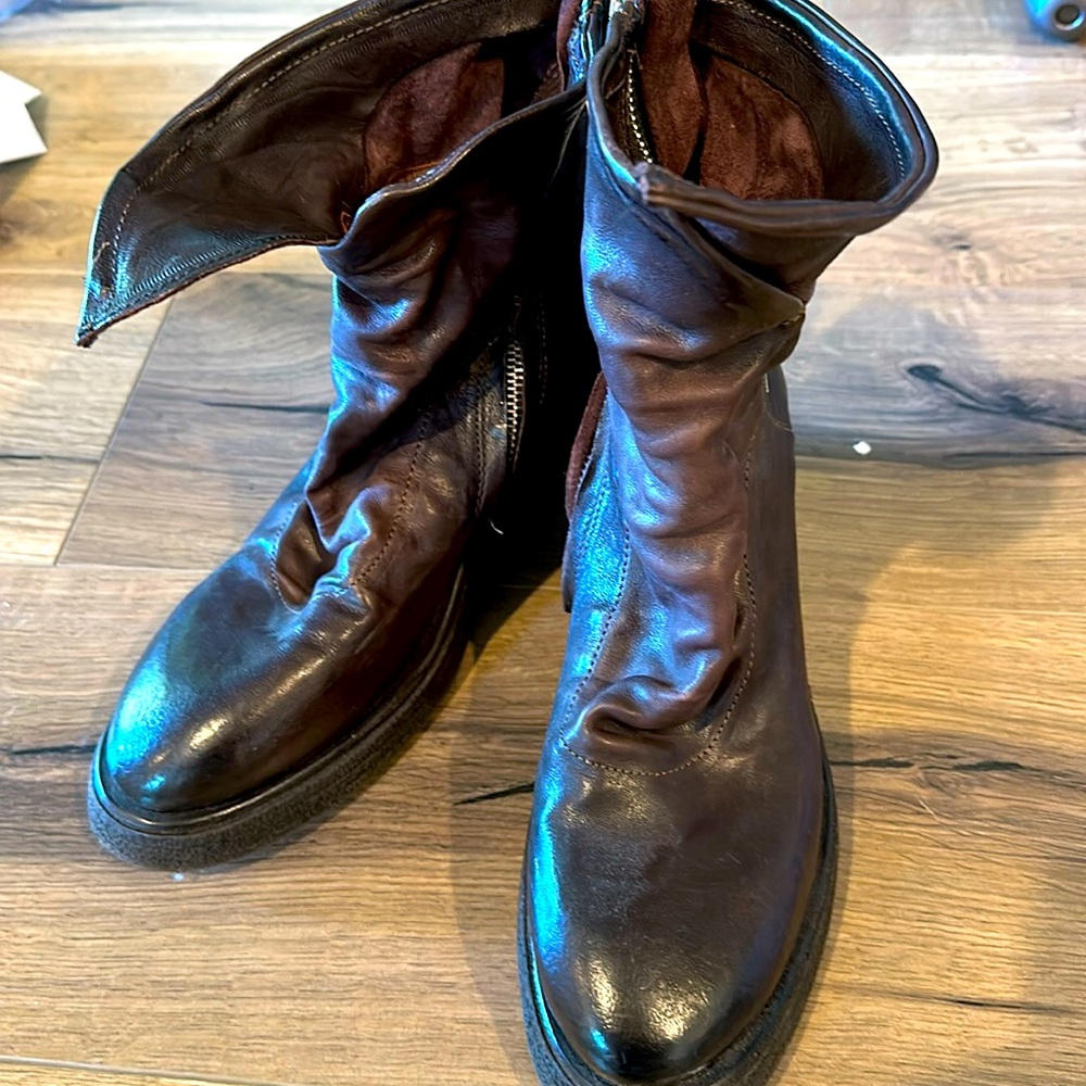 AS 98 side zip leather booties! Worn twice!!